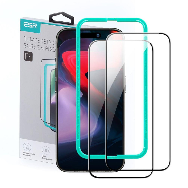 ESR grūdintas stiklas iPhone 15 Pro Max - juodas 2 vnt. ESR grūdintas stiklas iPhone 15 Pro Max - juodas 2 vnt.