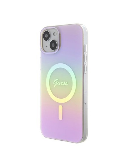 Guess IML Iridescent MagSafe dėklas iPhone 15 Plus - rožinis