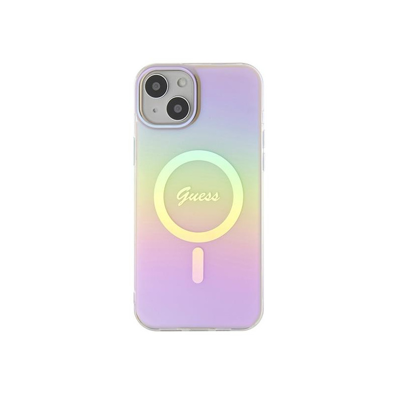 Guess IML Iridescent MagSafe dėklas iPhone 15 Plus - rožinis