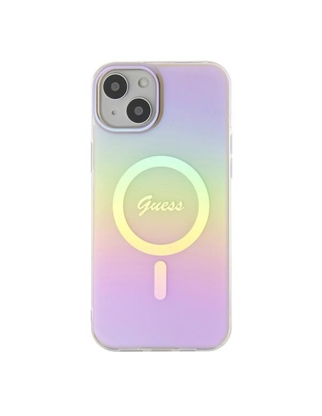 Guess IML Iridescent MagSafe dėklas iPhone 15 Plus - rožinis