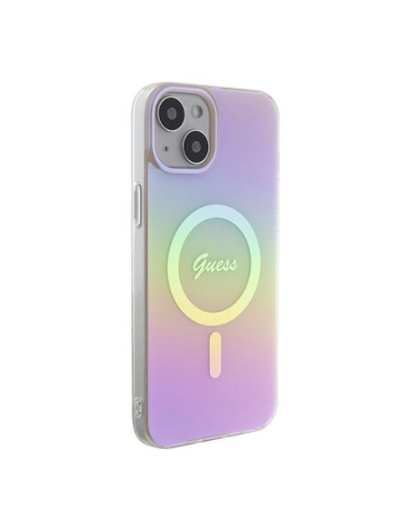 Guess IML Iridescent MagSafe dėklas iPhone 15 Plus - rožinis
