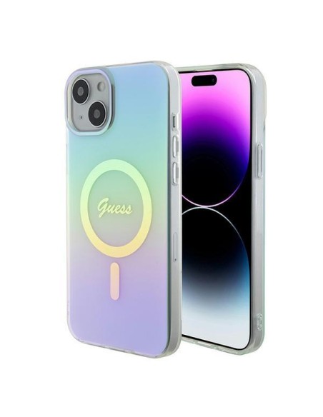 Guess IML Iridescent MagSafe dėklas iPhone 15 Plus - turkis Guess IML Iridescent MagSafe dėklas iPhone 15 Plus - turkis