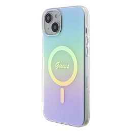 Guess IML Iridescent MagSafe dėklas iPhone 15 Plus - turkis