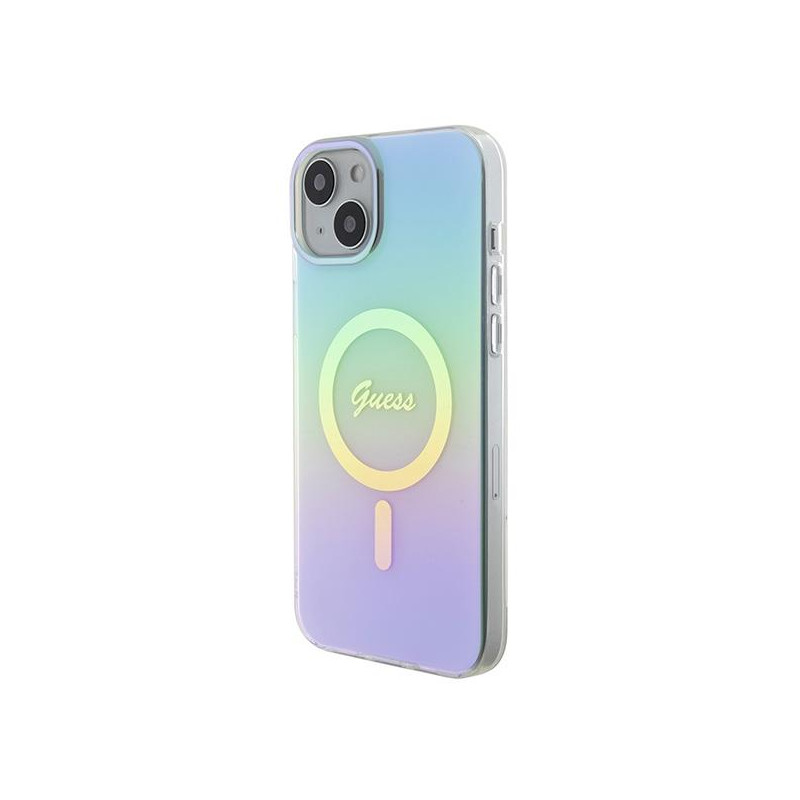 Guess IML Iridescent MagSafe dėklas iPhone 15 Plus - turkis