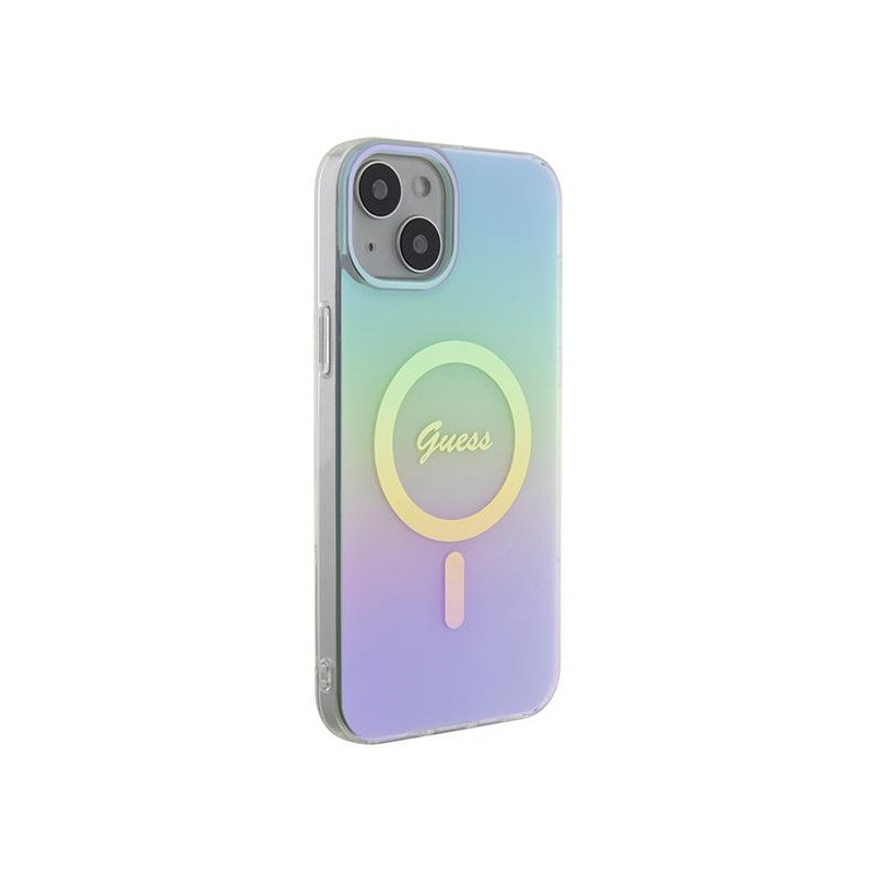 Guess IML Iridescent MagSafe dėklas iPhone 15 Plus - turkis