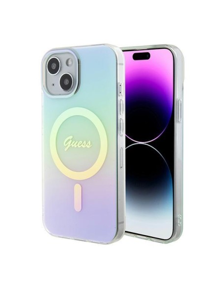 Guess IML Iridescent MagSafe dėklas iPhone 15 - turkis