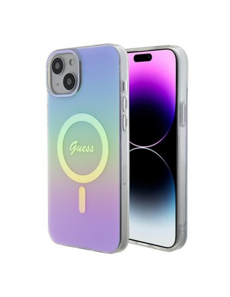 Guess IML Iridescent MagSafe dėklas iPhone 15 - violetinis Guess IML Iridescent MagSafe dėklas iPhone 15 - violetinis