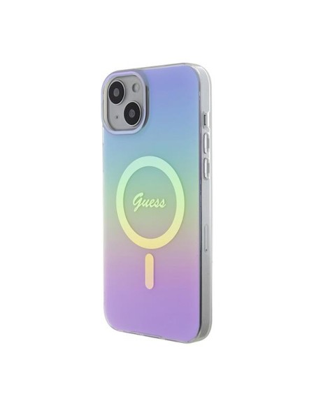 Guess IML Iridescent MagSafe dėklas iPhone 15 - violetinis Guess IML Iridescent MagSafe dėklas iPhone 15 - violetinis