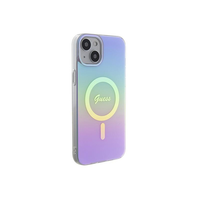 Guess IML Iridescent MagSafe dėklas iPhone 15 - violetinis
