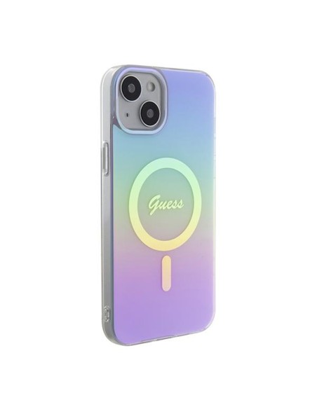 Guess IML Iridescent MagSafe dėklas iPhone 15 - violetinis Guess IML Iridescent MagSafe dėklas iPhone 15 - violetinis