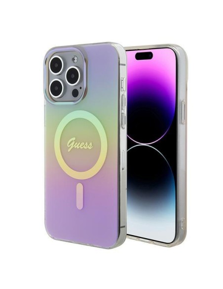 Guess IML Iridescent MagSafe dėklas iPhone 15 Pro Max - rožinis