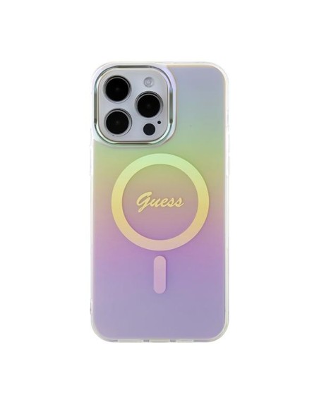 Guess IML Iridescent MagSafe dėklas iPhone 15 Pro Max - rožinis