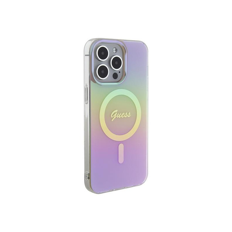 Guess IML Iridescent MagSafe dėklas iPhone 15 Pro Max - rožinis