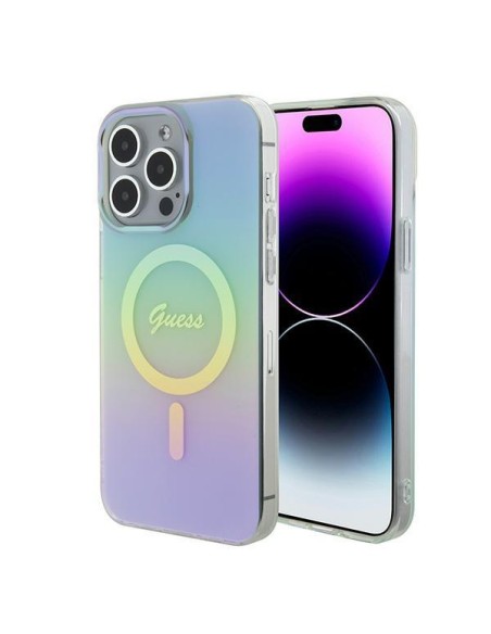 Guess IML Iridescent MagSafe dėklas, skirtas iPhone 15 Pro Max - turkis Guess IML Iridescent MagSafe dėklas, skirtas iPhone 15 Pro Max - turkis