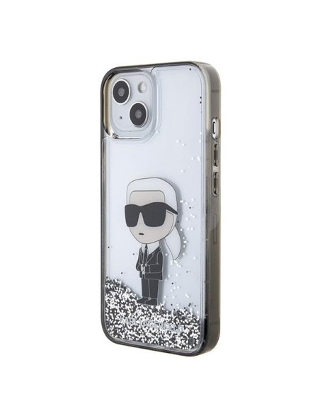 Karl Lagerfeld Liquid Glitter Ikonik dėklas iPhone 15 - skaidrus