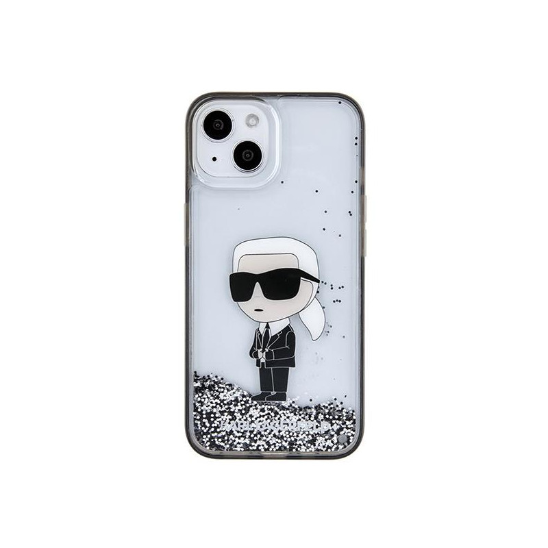Karl Lagerfeld Liquid Glitter Ikonik dėklas iPhone 15 - skaidrus