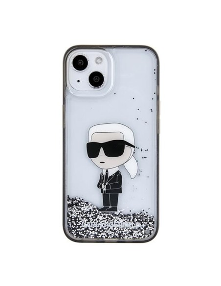 Karl Lagerfeld Liquid Glitter Ikonik dėklas iPhone 15 - skaidrus