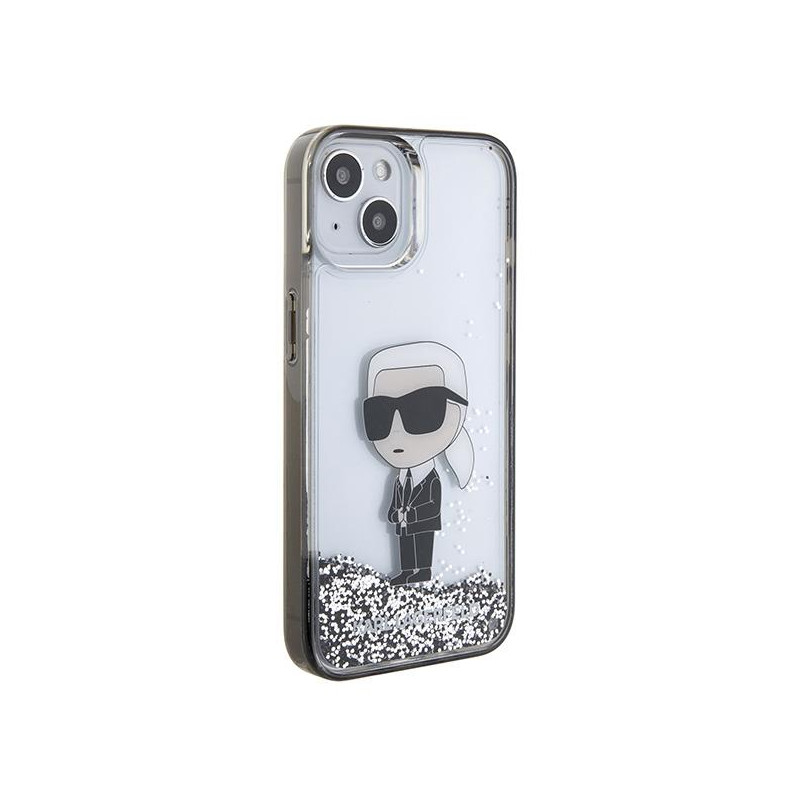 Karl Lagerfeld Liquid Glitter Ikonik dėklas iPhone 15 - skaidrus