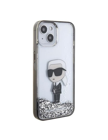 Karl Lagerfeld Liquid Glitter Ikonik dėklas iPhone 15 - skaidrus