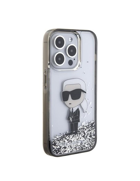 Karl Lagerfeld Liquid Glitter Ikonik dėklas iPhone 15 Pro Max - skaidrus Karl Lagerfeld Liquid Glitter Ikonik dėklas iPhone 15 Pro Max - skaidrus