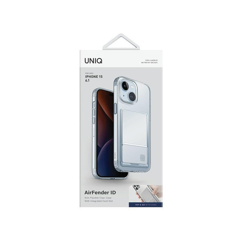 UNIQ Air Fender ID kortelių lizdo dėklas iPhone 15 - skaidrus