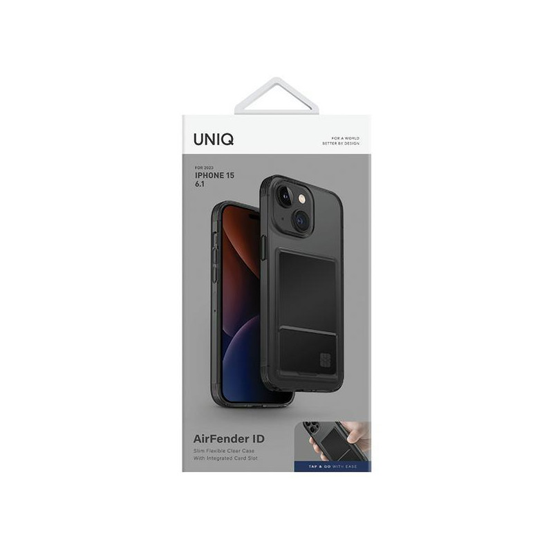 UNIQ Air Fender ID kortelių lizdo dėklas iPhone 15 - pilkas