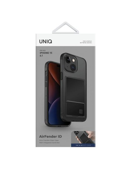 UNIQ Air Fender ID kortelių lizdo dėklas iPhone 15 - pilkas UNIQ Air Fender ID kortelių lizdo dėklas iPhone 15 - pilkas