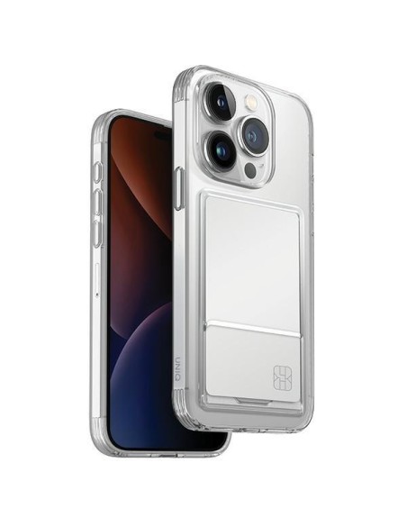 UNIQ Air Fender ID kortelių lizdo dėklas iPhone 15 Pro - skaidrus
