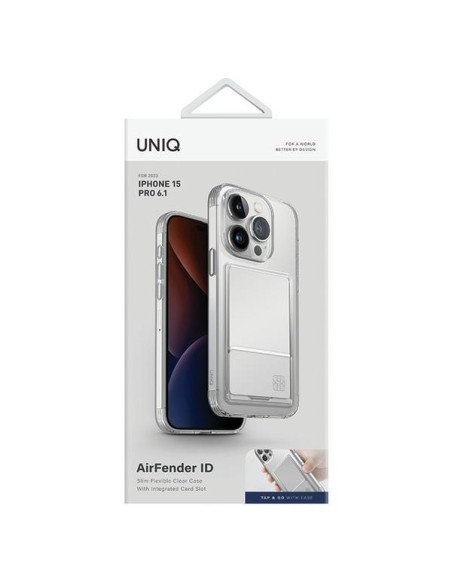 UNIQ Air Fender ID kortelių lizdo dėklas iPhone 15 Pro - skaidrus