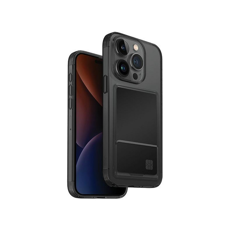 UNIQ Air Fender ID kortelių lizdo dėklas iPhone 15 Pro - pilkas