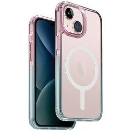 UNIQ Combat Duo Magclick įkrovimo dėklas, skirtas iPhone 15 - mėlynos ir rožinės spalvos