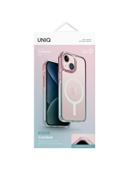 UNIQ Combat Duo Magclick įkrovimo dėklas, skirtas iPhone 15 - mėlynos ir rožinės spalvos UNIQ Combat Duo Magclick įkrovimo dėklas, skirtas iPhone 15 - mėlynos ir rožinės spalvos