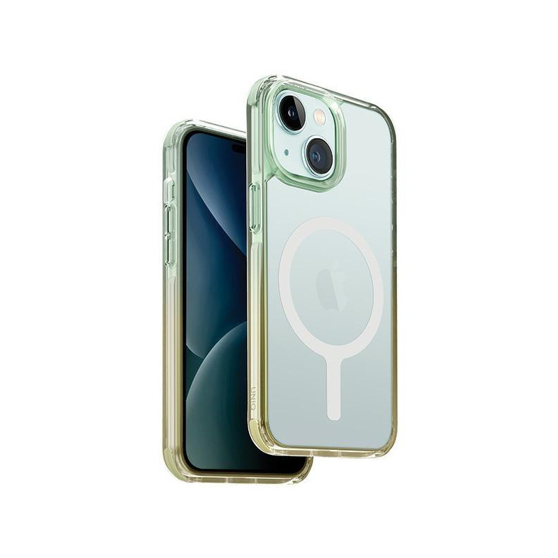 UNIQ Combat Duo Magclick įkrovimo dėklas, skirtas iPhone 15 - žalia ir geltona