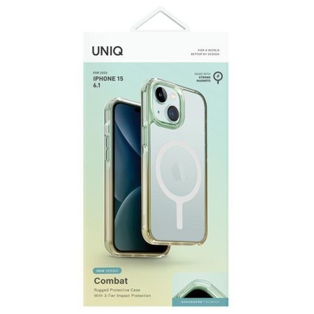 UNIQ Combat Duo Magclick įkrovimo dėklas, skirtas iPhone 15 - žalia ir geltona UNIQ Combat Duo Magclick įkrovimo dėklas, skirtas iPhone 15 - žalia ir geltona