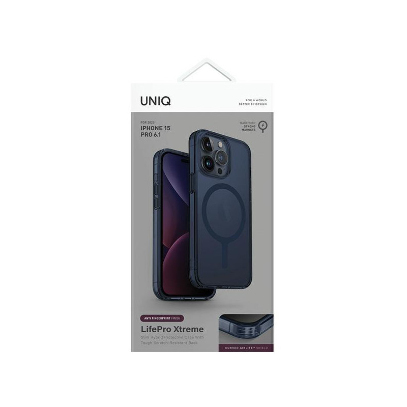 UNIQ LifePro Xtreme Magclick įkrovimo dėklas iPhone 15 Pro - tamsiai mėlynas