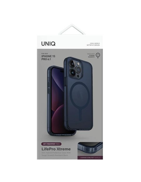 UNIQ LifePro Xtreme Magclick įkrovimo dėklas iPhone 15 Pro - tamsiai mėlynas