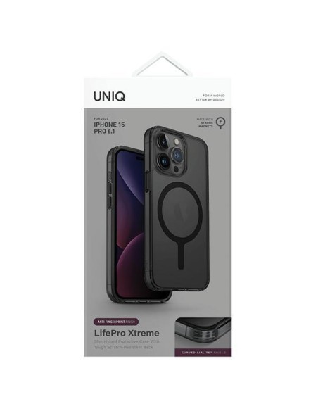 UNIQ LifePro Xtreme Magclick įkrovimo dėklas iPhone 15 Pro - juodas