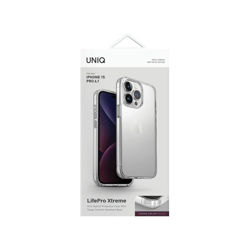 UNIQ LifePro Xtreme Magclick įkrovimo dėklas iPhone 15 Pro - skaidrus