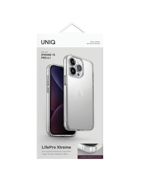 UNIQ LifePro Xtreme Magclick įkrovimo dėklas iPhone 15 Pro - skaidrus