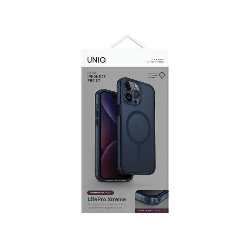 UNIQ LifePro Xtreme Magclick įkrovimo dėklas, skirtas iPhone 15 Pro Max - tamsiai mėlynas