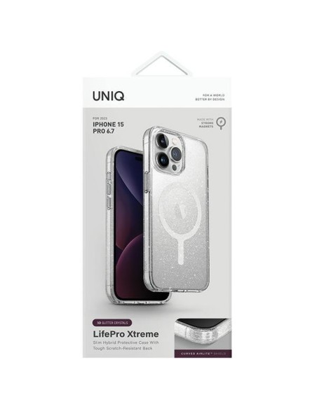 UNIQ LifePro Xtreme Magclick įkrovimo dėklas, skirtas iPhone 15 Pro Max – skaidrus sidabrinis UNIQ LifePro Xtreme Magclick įkrovimo dėklas, skirtas iPhone 15 Pro Max – skaidrus sidabrinis