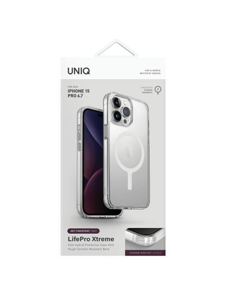 UNIQ LifePro Xtreme Magclick įkrovimo dėklas, skirtas iPhone 15 Pro Max - skaidrus UNIQ LifePro Xtreme Magclick įkrovimo dėklas, skirtas iPhone 15 Pro Max - skaidrus