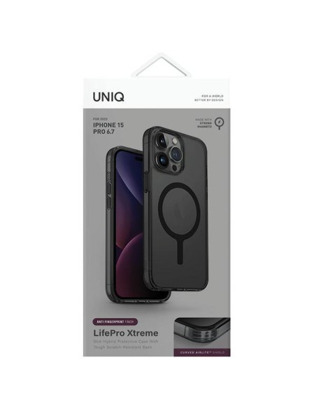 UNIQ LifePro Xtreme Magclick įkrovimo dėklas, skirtas iPhone 15 Pro Max - juodas
