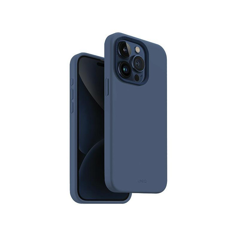 UNIQ Lino Hue Magclick įkrovimo dėklas, skirtas iPhone 15 Pro - tamsiai mėlynas UNIQ Lino Hue Magclick įkrovimo dėklas, skirtas iPhone 15 Pro - tamsiai mėlynas