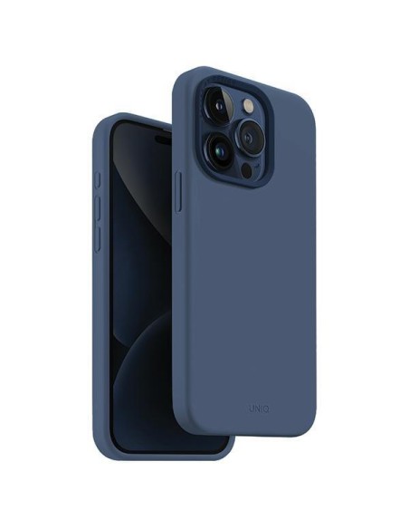 UNIQ Lino Hue Magclick įkrovimo dėklas, skirtas iPhone 15 Pro - tamsiai mėlynas UNIQ Lino Hue Magclick įkrovimo dėklas, skirtas iPhone 15 Pro - tamsiai mėlynas