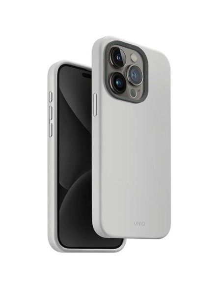 UNIQ Lino Hue Magclick įkrovimo dėklas, skirtas iPhone 15 Pro - šviesiai pilkas UNIQ Lino Hue Magclick įkrovimo dėklas, skirtas iPhone 15 Pro - šviesiai pilkas