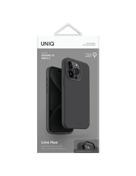 UNIQ Lino Hue Magclick įkrovimo dėklas, skirtas iPhone 15 Pro - pilkas UNIQ Lino Hue Magclick įkrovimo dėklas, skirtas iPhone 15 Pro - pilkas