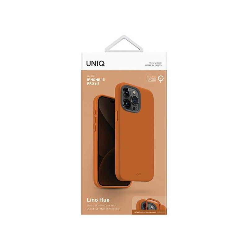 UNIQ Lino Hue Magclick įkrovimo dėklas, skirtas iPhone 15 Pro Max - oranžinė