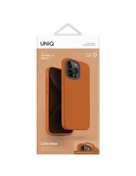 UNIQ Lino Hue Magclick įkrovimo dėklas, skirtas iPhone 15 Pro Max - oranžinė UNIQ Lino Hue Magclick įkrovimo dėklas, skirtas iPhone 15 Pro Max - oranžinė