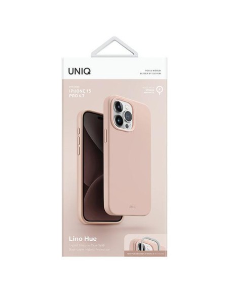 UNIQ Lino Hue Magclick įkrovimo dėklas, skirtas iPhone 15 Pro Max - rožinis